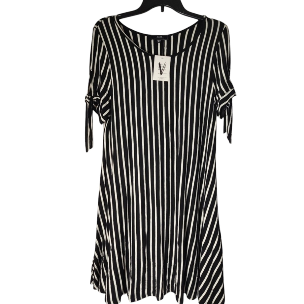 NWT Vibe sportswear Black and White Striped Dress